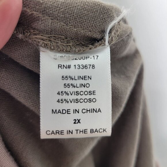 Love Tree Women's Wide Leg Linen, Viscose Light Weight Brown Pants Size 2x - Picture 10 of 12